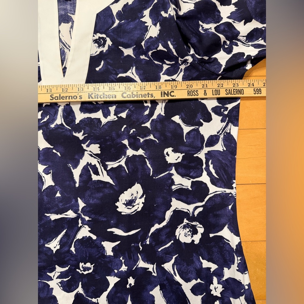 NWT Jones New York Signature Cotton V Neck Tunic Top Floral Print - Navy Wht -XL - Picture 8 of 10